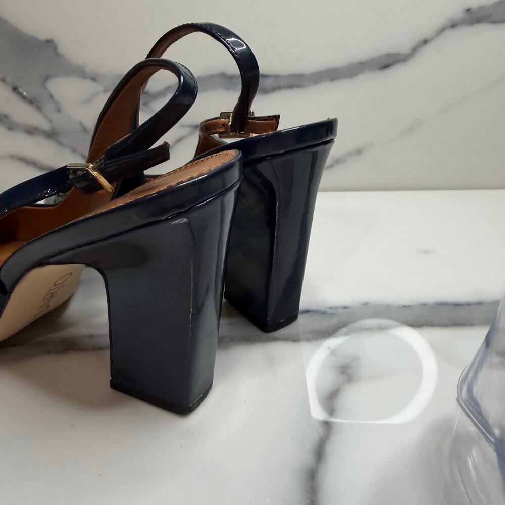 Franco Sarto Women's Blue Patent Leather Sophie Slingback Sophie Pumps Sz 9.5 - Picture 4 of 8